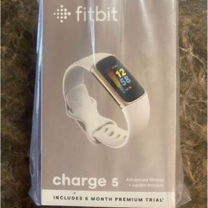 FitBit Brand New Lunar White Band with Soft Gold Stainless Steel Case